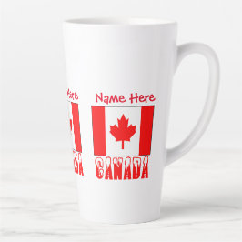 Caneca De Café Latte Canada Snow Bandeira Canadense Vermelha Personaliz