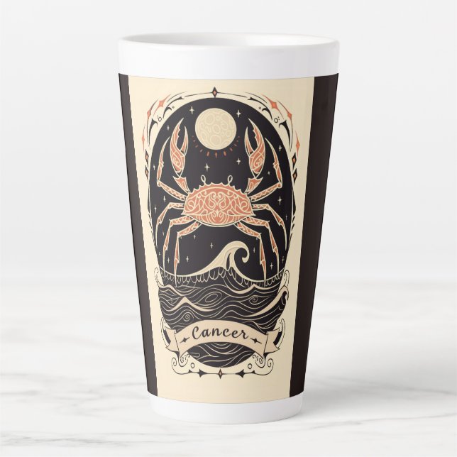Caneca De Café Latte Cancer Celestial de Lata Grande (Frente)