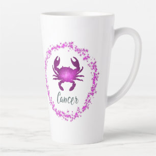 Caneca De Café Latte Câncer Signo do Caranguejo Astronomia rosa roxo