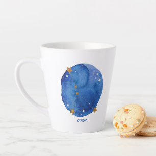 Caneca De Café Latte Cancer Watercolor Night Sky Constellation Zodiac