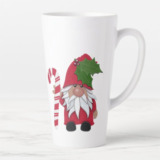 Caneca De Café Latte Candy Cane Christmas Gnomo (Direita)