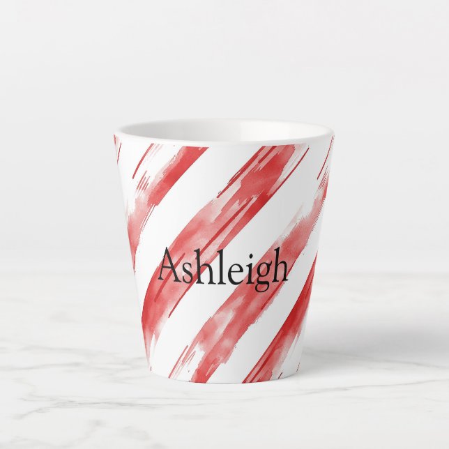 Caneca De Café Latte Candy Cane Red Strips Natal (Frente)