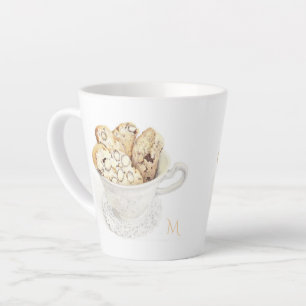 Caneca De Café Latte Caneca BISCOTTI Latte + Inicial