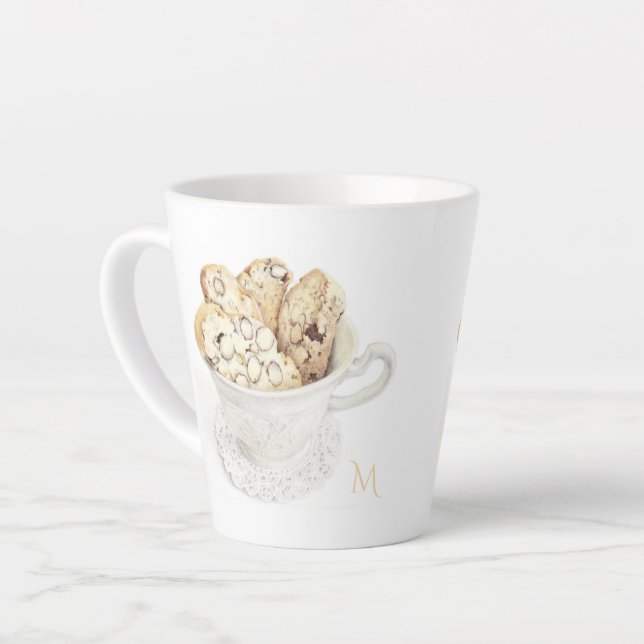 Caneca De Café Latte Caneca BISCOTTI Latte + Inicial (Ângulo esquerdo)
