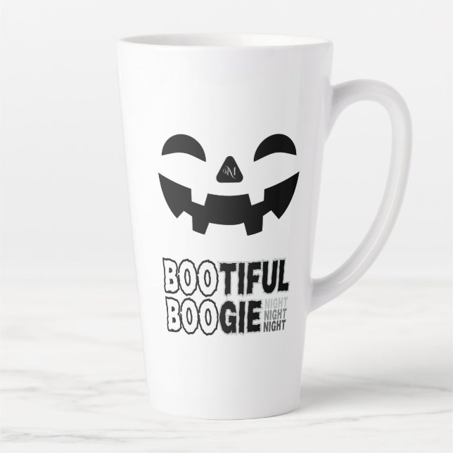 Caneca De Café Latte Caneca de Latte 17oz: Rosto de HALLOWEEN (Direita)