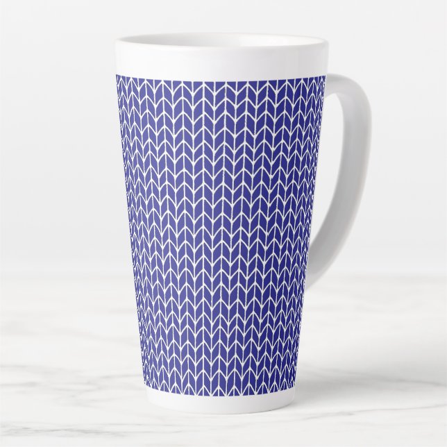 CANECA DE CAFÉ LATTE CANECA DE LATTE ALTA EM MALHA AZUL REAL (Ângulo direito)