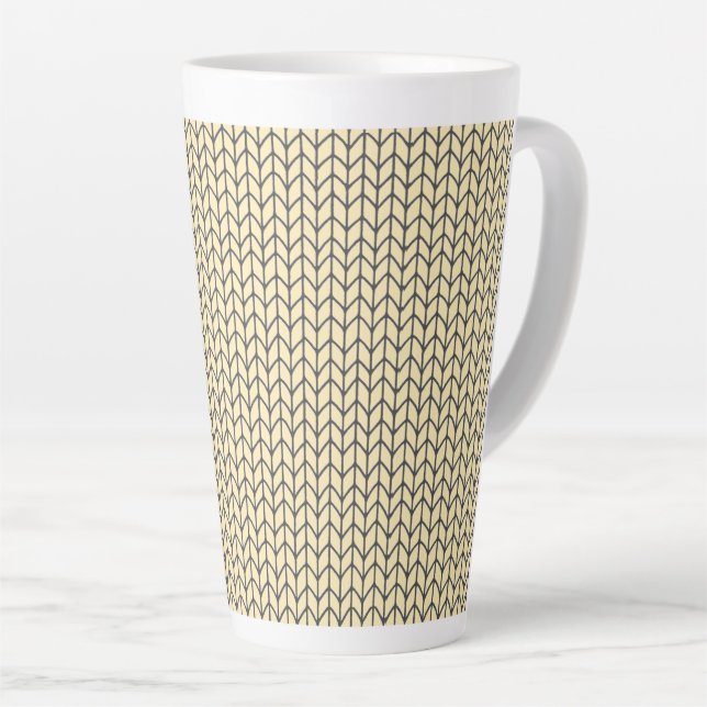 CANECA DE CAFÉ LATTE CANECA DE LATTE ALTA PRETA COM ESTAMPADO CREAM (Ângulo direito)