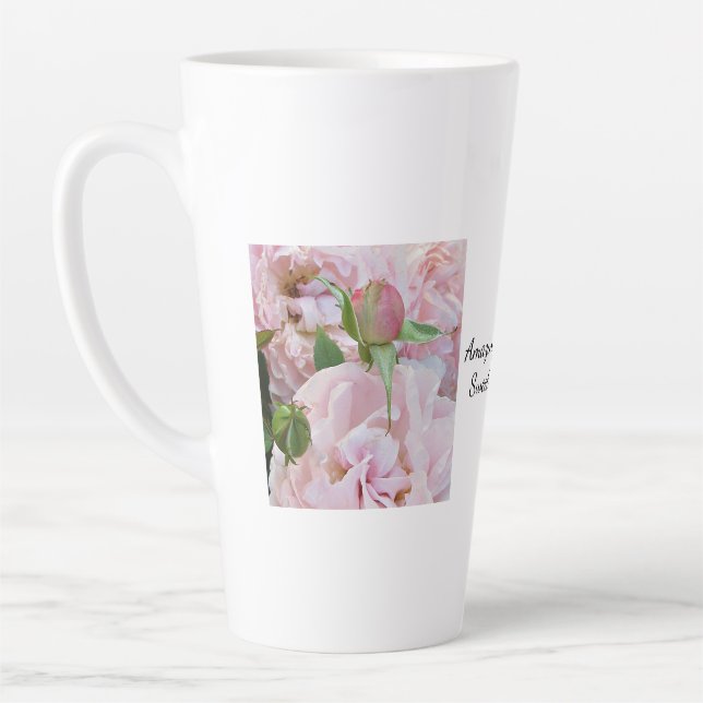 Caneca De Café Latte Caneca de Latte Amazing Grace Roses SVG (Esquerda)