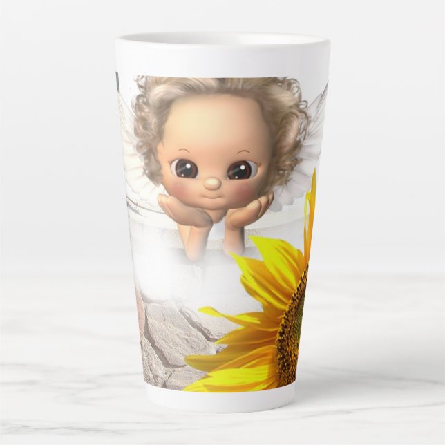 Caneca De Café Latte Caneca de Latte Anjo Girassol (Frente)