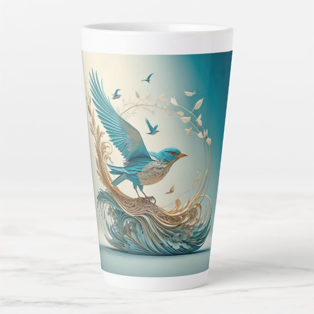 Caneca De Café Latte Caneca de Latte (Azulinho) (Frente)