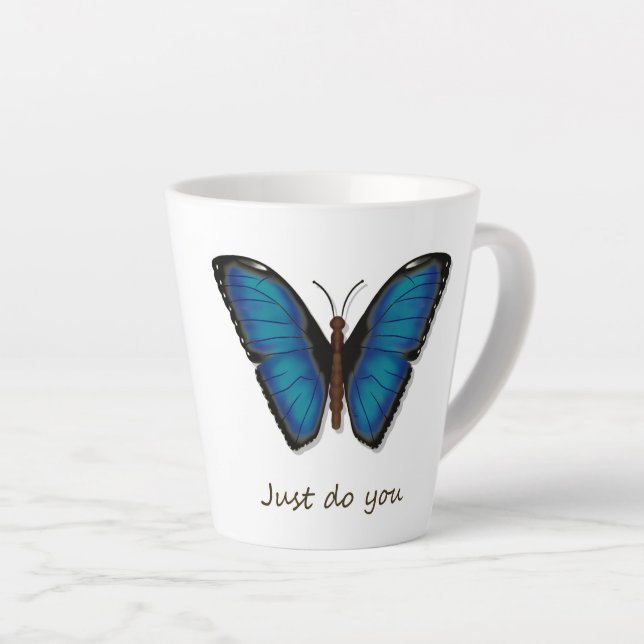 Caneca De Café Latte Caneca de Latte Borboleta Azul (Ângulo direito)