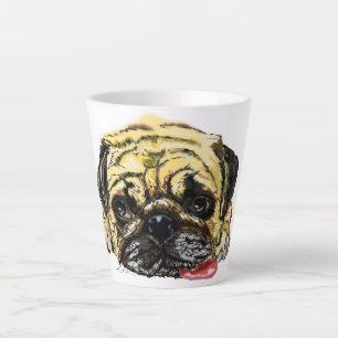 Caneca De Café Latte Caneca de Latte com Cachorro Pug