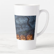 Caneca de Latte com Design de Halloween