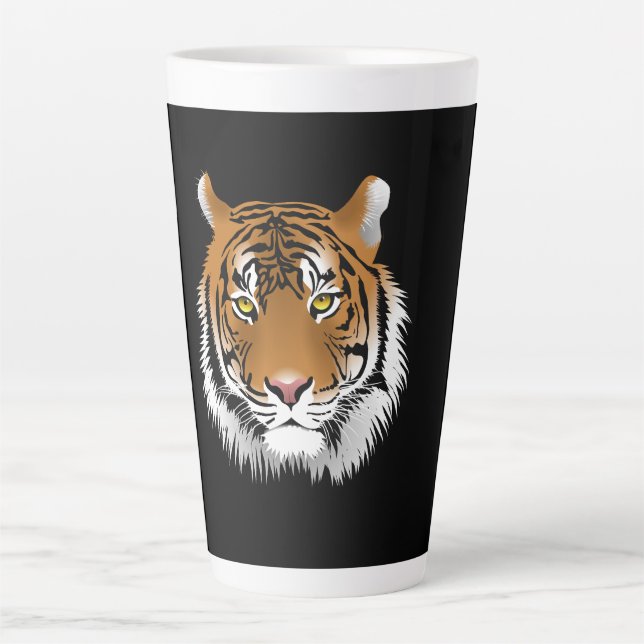 Caneca De Café Latte Caneca de Latte com Rosto de Tigre (Frente)