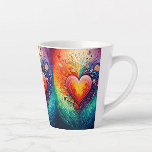 Caneca De Café Latte Caneca de Latte Coração Arco-íris