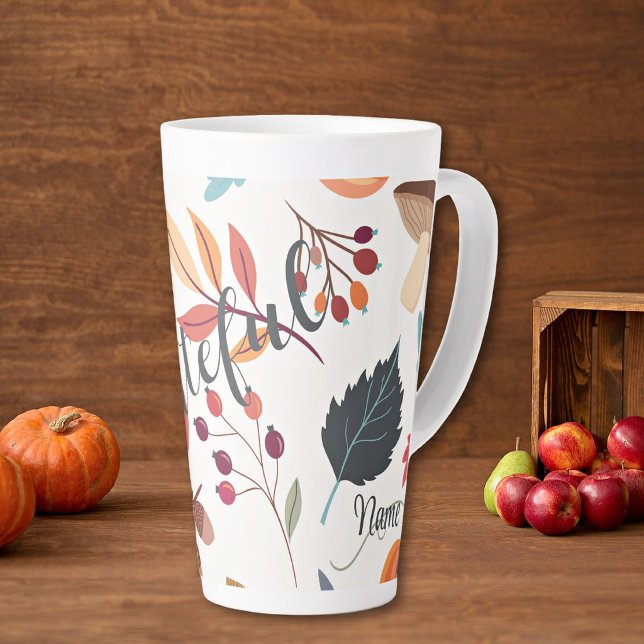 Caneca De Café Latte Caneca de latte de 17oz de design de outono "grato (Criador carregado)
