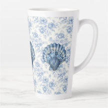 Caneca de Latte de Cerâmica Grande Azul Chinoiseri