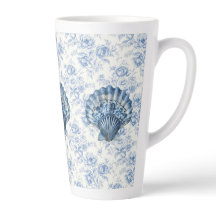 Caneca de latte de cerâmica grande Blue Chinoiseri