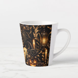 Caneca De Café Latte Caneca de Latte de Halloween em Ouro Gótico 12 oz
