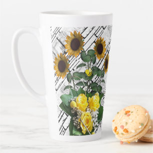 Caneca De Café Latte Caneca de Latte de Tijolo Branco de Girassol