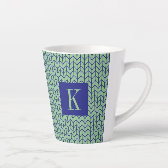 Caneca De Café Latte Caneca de Latte em Tricô Verde Azul (Direita)