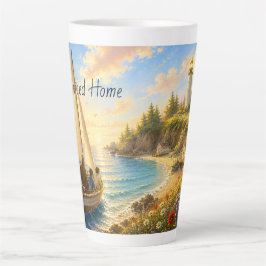 Caneca De Café Latte Caneca de Latte Farol Costeiro Guiado em Casa