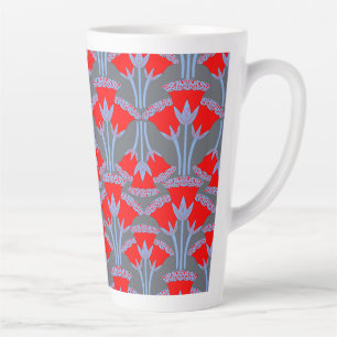 Caneca De Café Latte Caneca de Latte Flor de Campainha Vermelha   One O