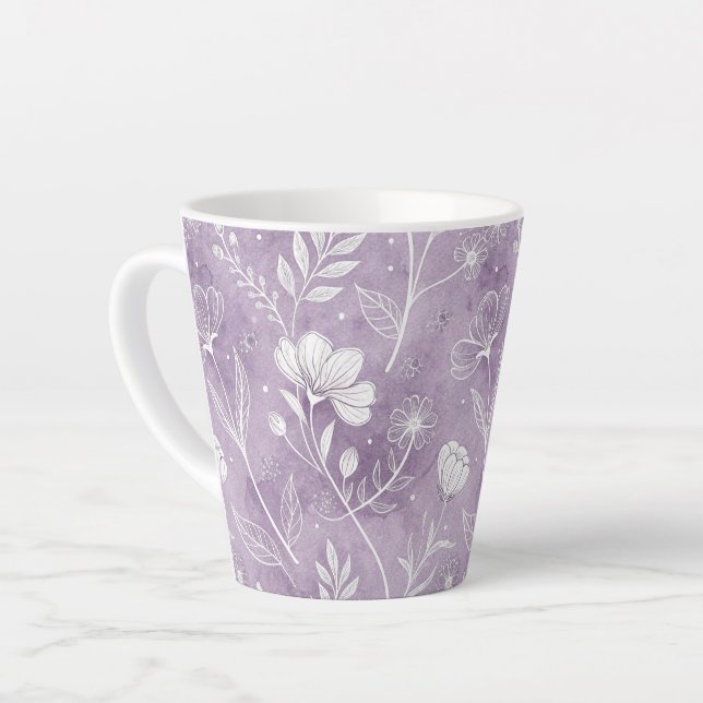 Caneca De Café Latte Caneca de Latte Floral Caprichosa (Ângulo esquerdo)