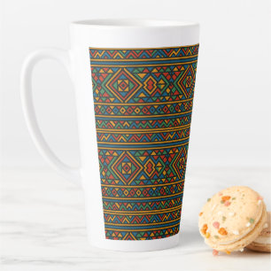 Caneca De Café Latte Caneca de Latte Geométrica Africana Ndebele Grande