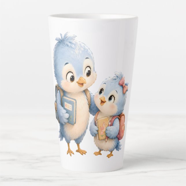Caneca De Café Latte Caneca de Latte Irmãos Pássaro Azul (Frente)