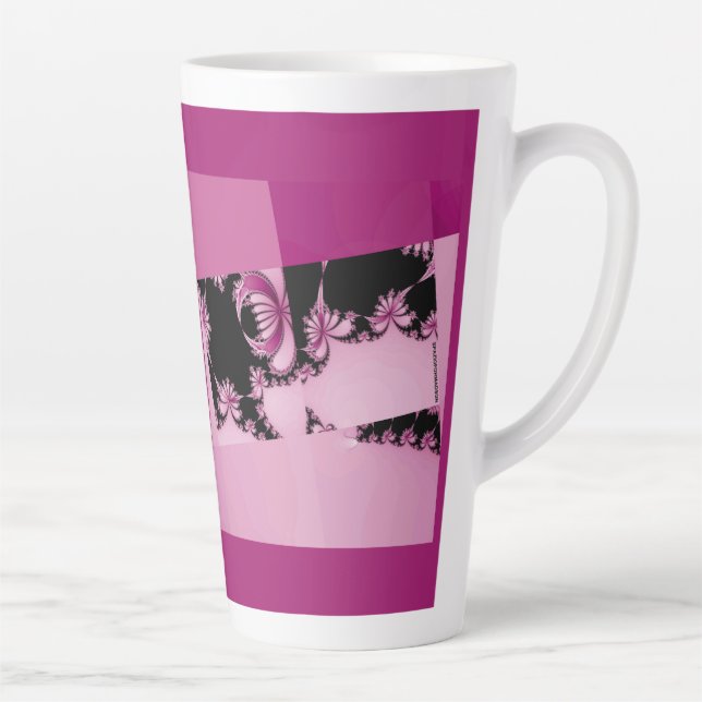 Caneca De Café Latte Caneca de Latte Jardim Fractal Rosa (Direita)
