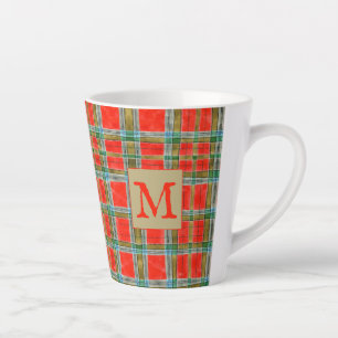 Caneca De Café Latte Caneca de Latte MAC BAIN TARTAN + Inicial