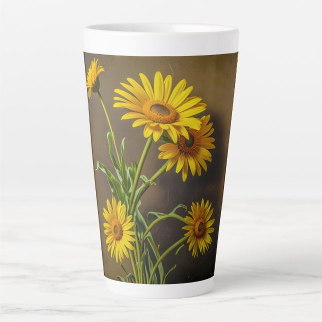 Caneca De Café Latte Caneca de Latte (Margaridas Amarelas) (Frente)
