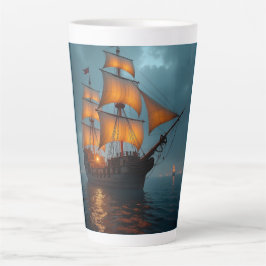 Caneca De Café Latte Caneca de Latte (Navio Majestoso no Mar)