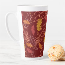 Caneca de Latte Outono de Penas