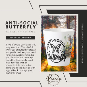 Caneca De Café Latte Caneca de Latte para Borboleta Anti-Social