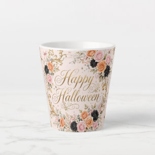 Caneca De Café Latte Caneca de Latte Pink Coquette Happy Halloween 12oz