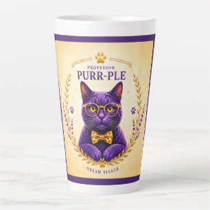 Caneca De Café Latte Caneca de Latte Professor Purr-Ple™ – Sonhe Maior