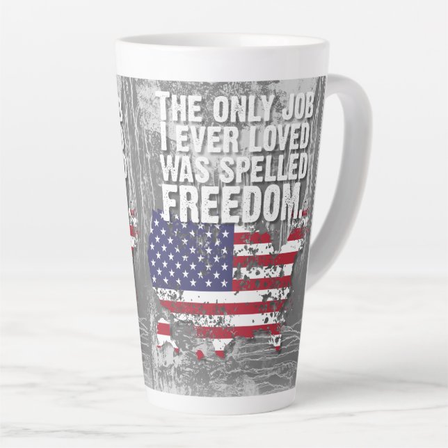 Caneca De Café Latte Caneca de Latte – Trabalho Liberdade (Ângulo direito)