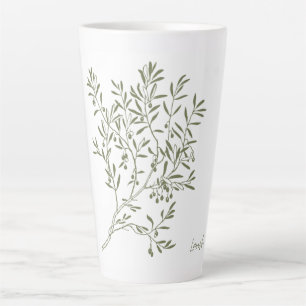 Caneca De Café Latte Caneca de Latte Verde Minimalista Caneca de Folhas
