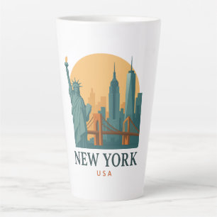 Caneca De Café Latte Caneca de Latte Vintage Nova York – Minimalista Re