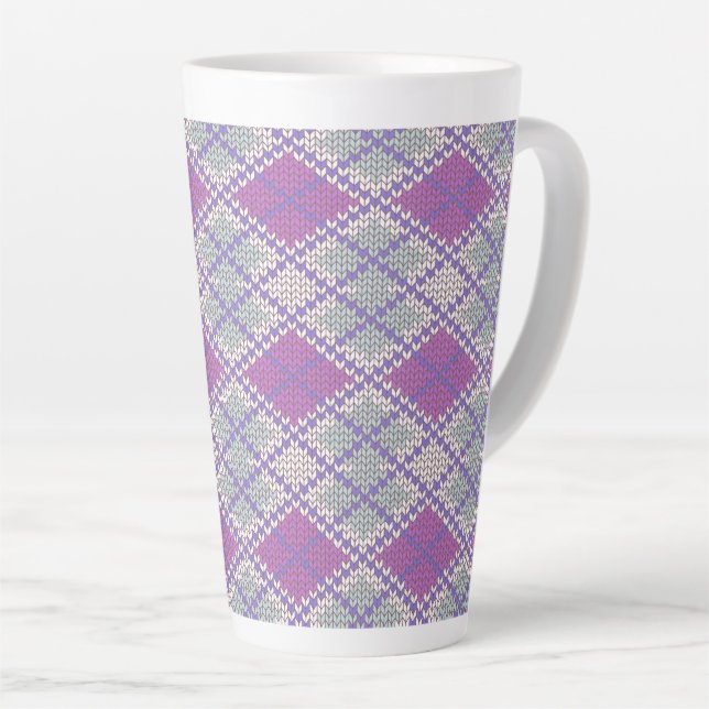 CANECA DE CAFÉ LATTE CANECA DE MALHA ARGYLE LILÁS ALTA LATTE (Ângulo direito)