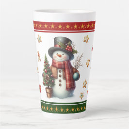 Caneca De Café Latte Caneca Grande de Latte com Boneco de Neve e Biscoi