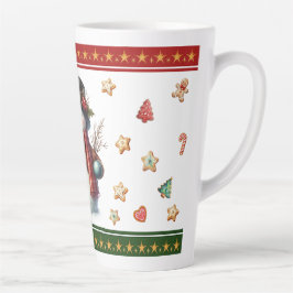 Caneca De Café Latte Caneca Grande de Latte com Boneco de Neve e Biscoi