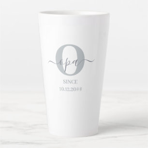 Caneca De Café Latte Caneca Latte Opa Elegant Script Monograma Cinza Br