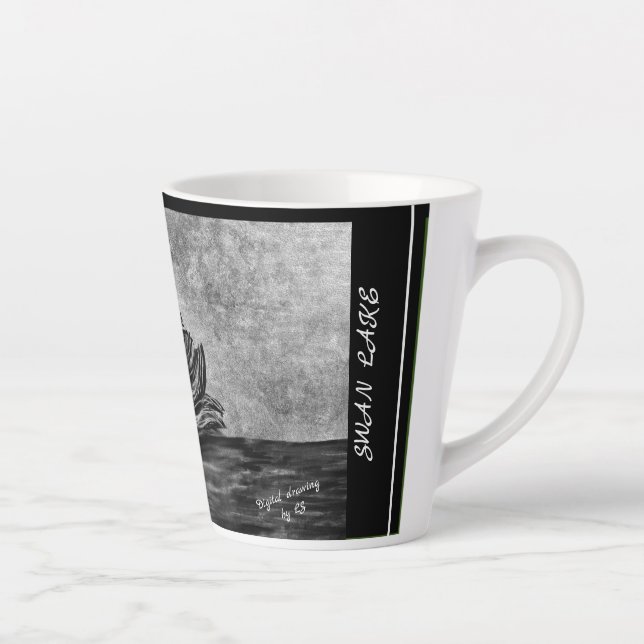 Caneca De Café Latte Caneca LS Latte Lago dos Cisnes desenho digital (Direita)