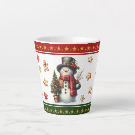 Caneca De Café Latte Caneca Pequena para Latte com Boneco de Neve e Bis