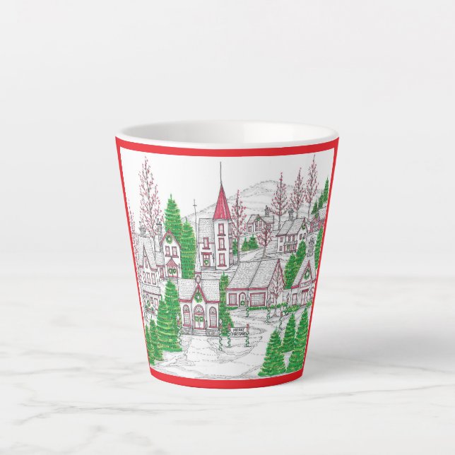 Caneca De Café Latte Caneca Pequena para Latte Vila de Natal (Frente)