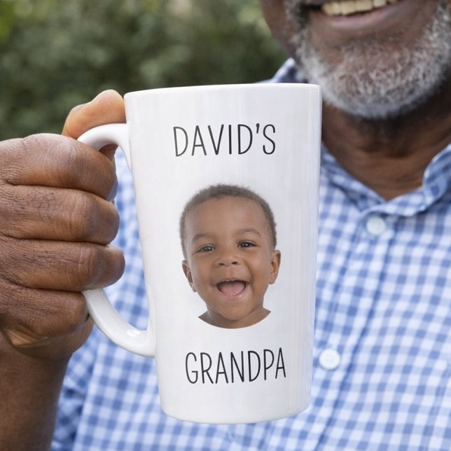 Caneca De Café Latte Caneca Vovô Latte com Foto do Bebê Presente Person (Personalized Grandpa Latte Mug with Baby Photo Custom Gift)