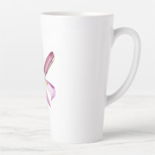 Caneca De Café Latte caneta branca com laço rosa